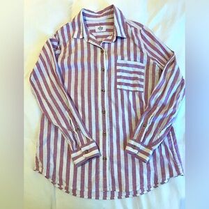 Marine Layer Rudy Pink and White Stripe Button Down